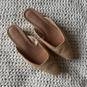A New Day | Woven Beige Mandy Mules | Size 9.5